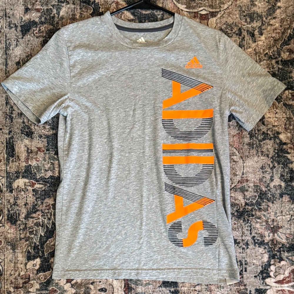 Adidas Kids Gray and Orange Graphic Tee